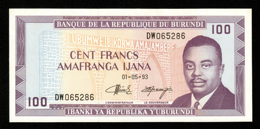 BURUNDI - 100 Francs 1993 P.29c pr.NEUF / UNC-