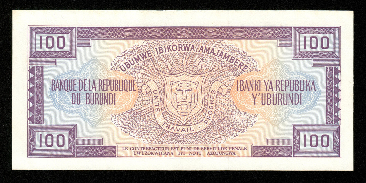 BURUNDI - 100 Francs 1993 P.29c pr.NEUF / UNC-