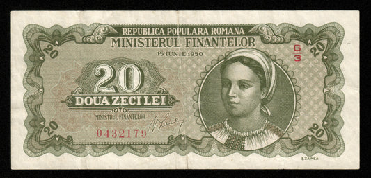 ROUMANIE - ROMANIA - 20 Lei 1950 P.84a TTB / VF