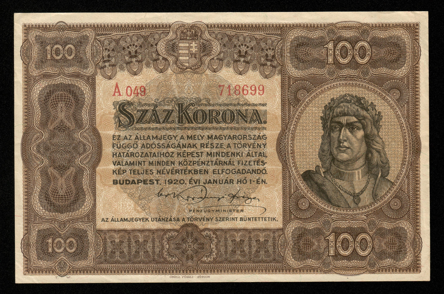 HONGRIE - HUNGARY - 100 Korona 1920 P.63 SUP / XF