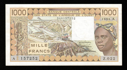 WEST AFRICAN STATES - IVORY COAST - 1000 Francs 1990 P.107Aj SUP+ / XF+