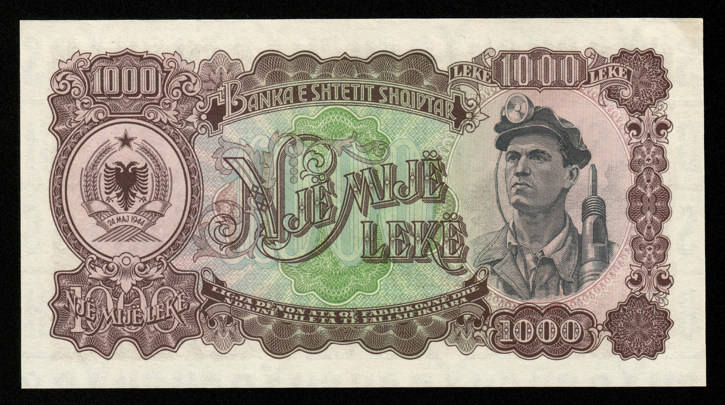 ALBANIE - ALBANIA - 1000 Leke 1957 P.32a pr.NEUF / UNC-