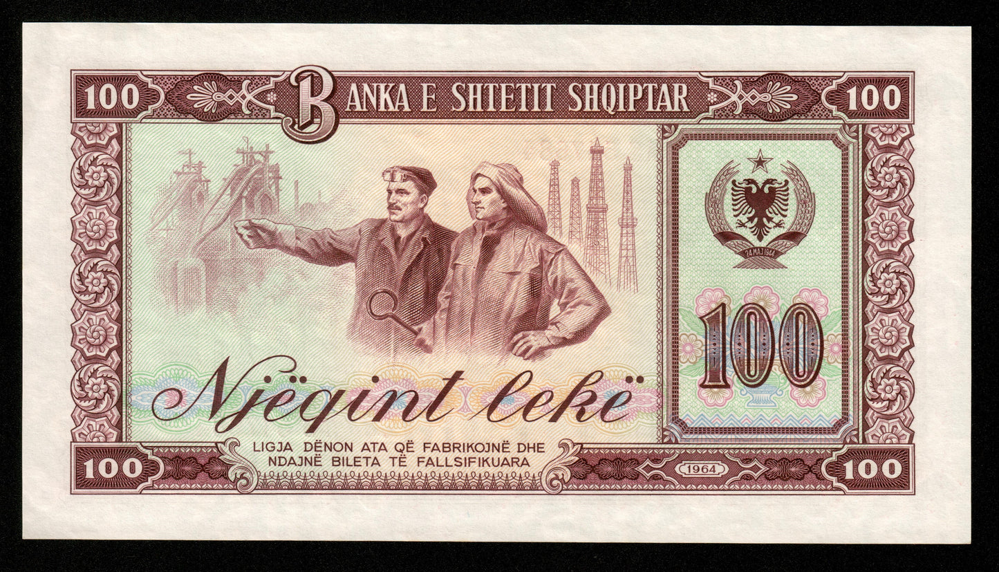 ALBANIE - ALBANIA - 100 Leke 1964 P.39a SPL / AU