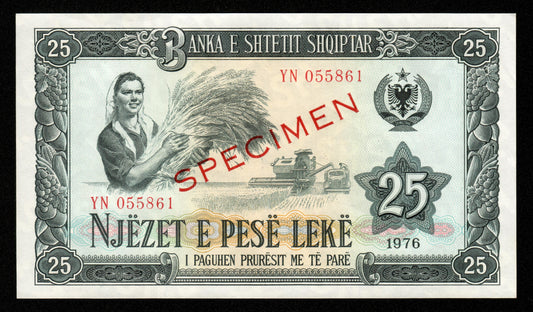 ALBANIE - ALBANIA - 25 Leke 1976 Specimen P.44s NEUF / UNC