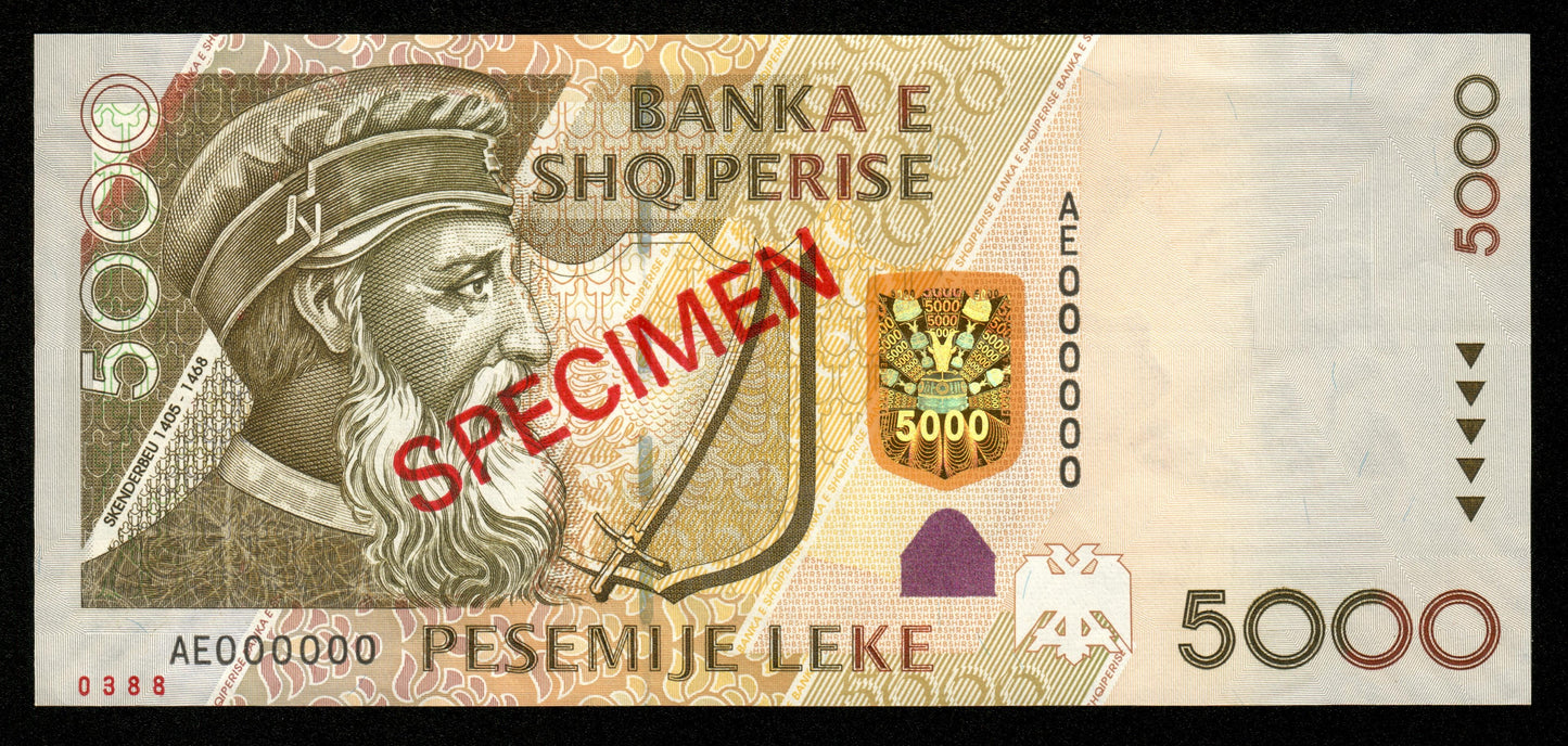 ALBANIE - ALBANIA - 5000 Leke 2007 Specimen P.75as SUP+ / XF+