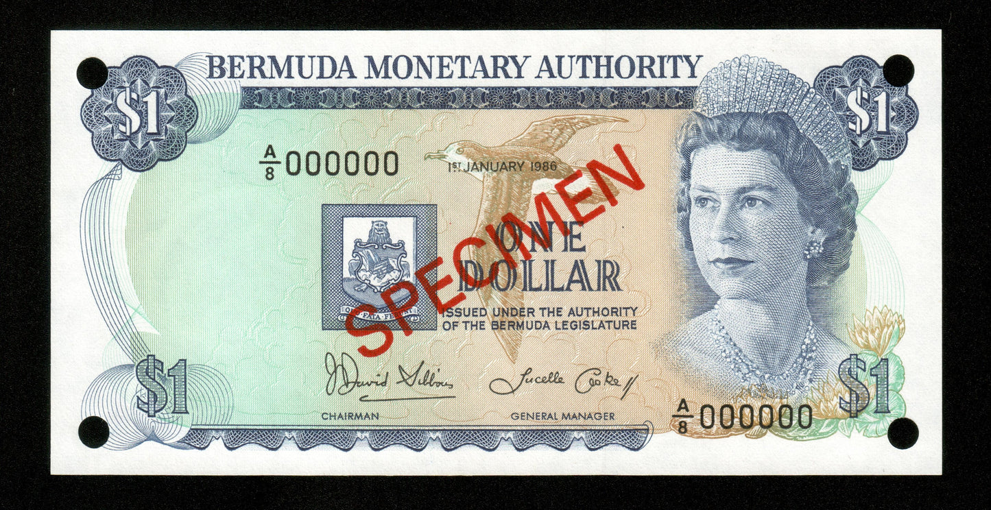 BERMUDES - BERMUDA - 1 Dollar 1986 Specimen P.26s NEUF / UNC