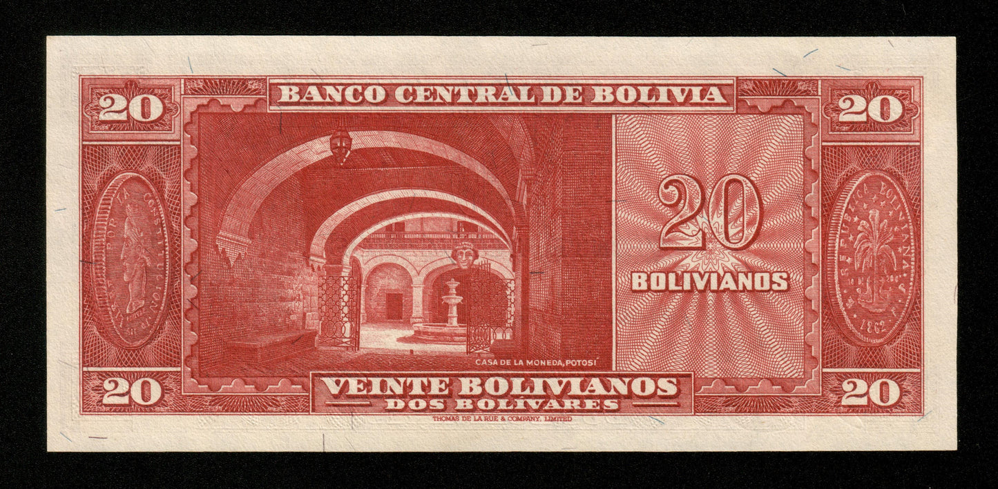 BOLIVIE - BOLIVIA - 20 Bolivianos 1945 P.140a NEUF / UNC