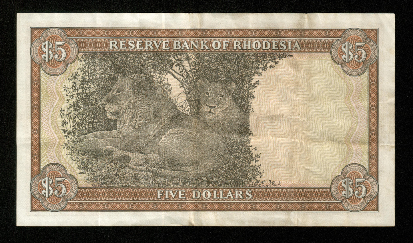 RHODÉSIE - RHODESIA - 5 Dollars 1972 P.32a TTB / VF