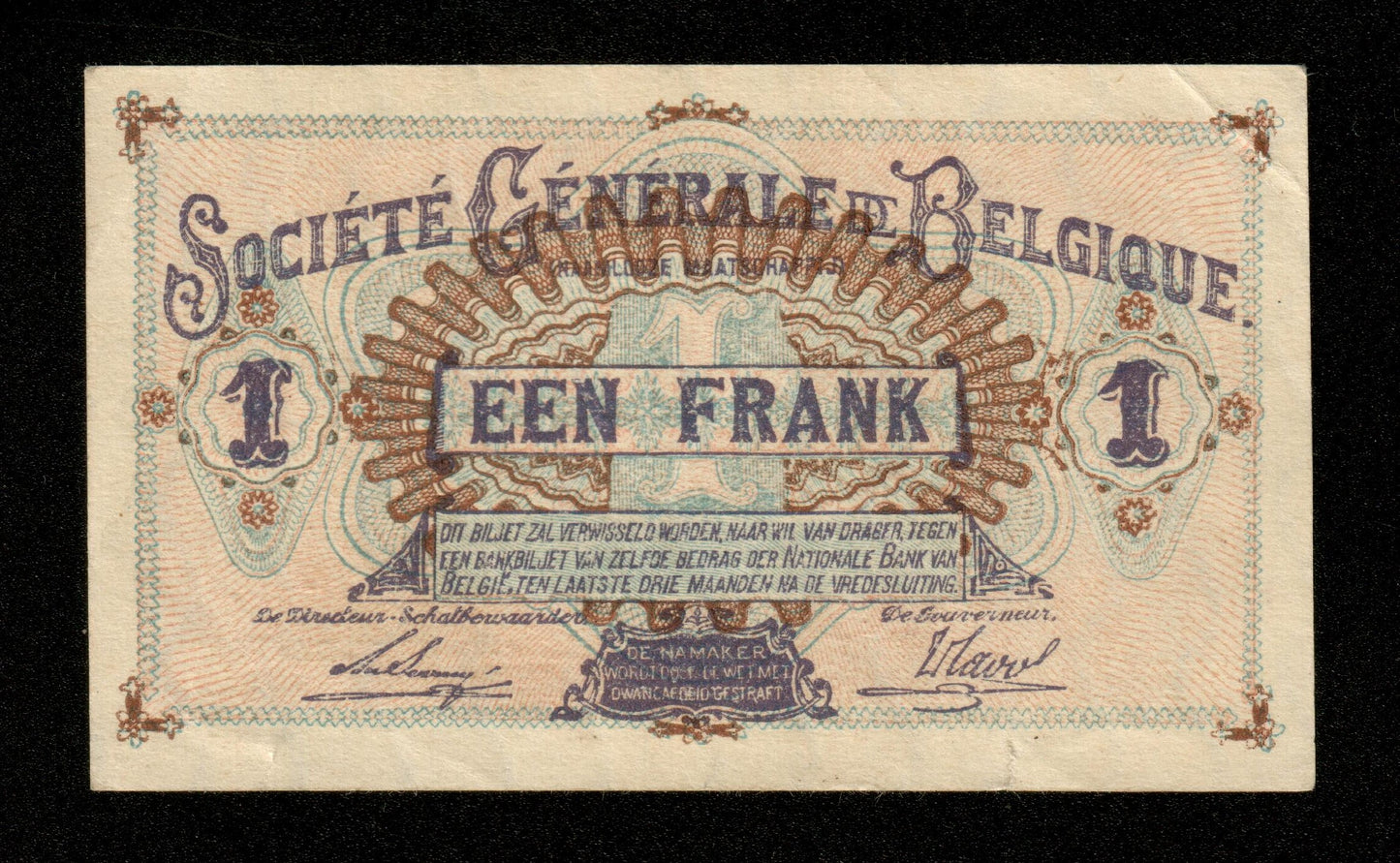 BELGIQUE - BELGIUM - 1 Franc 1916 P.86b TTB+ / VF+