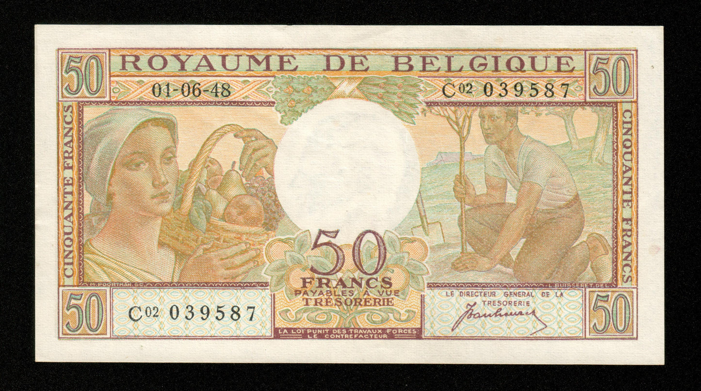 BELGIQUE - BELGIUM - 50 Francs 1948 P.133a SUP / XF