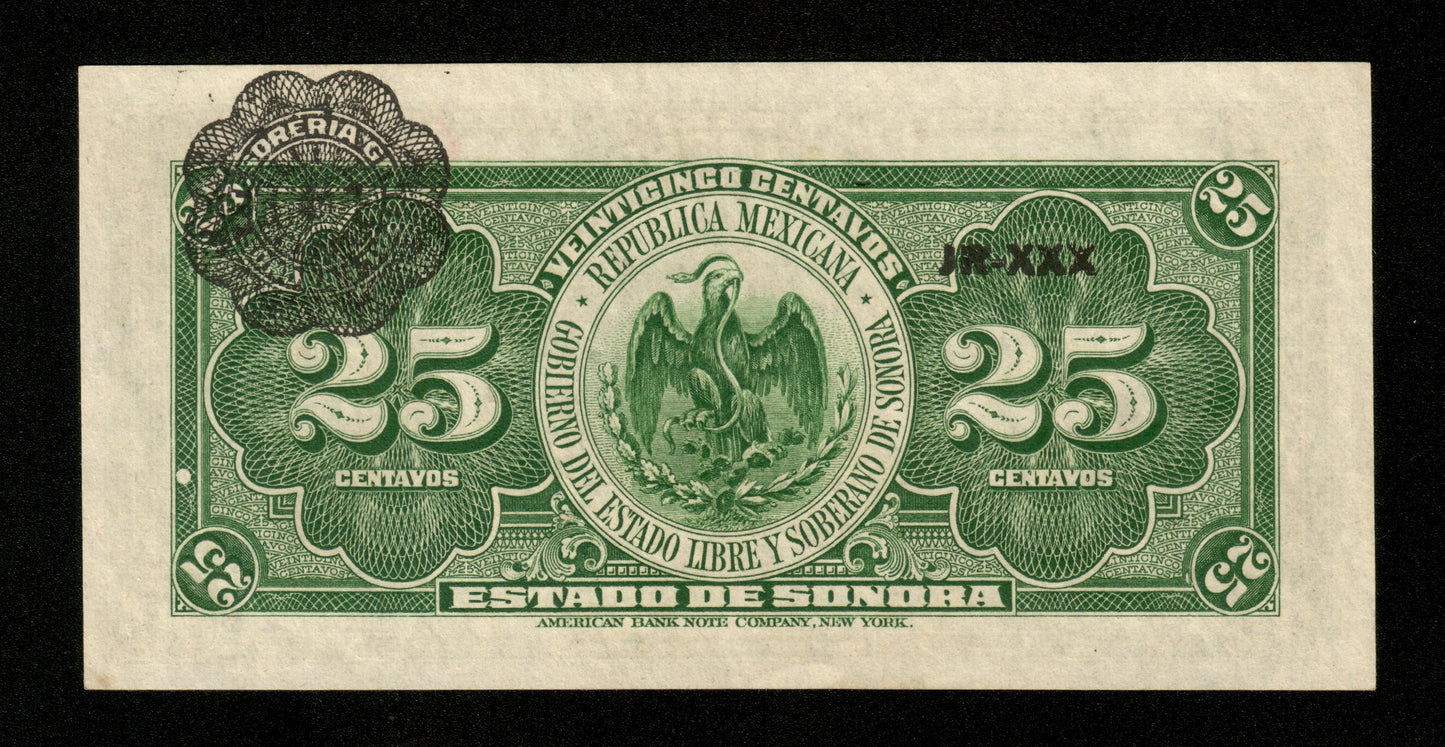 MEXIQUE - MEXICO, Estado de Sonora - 25 Centavos 1915 P.S1069 pr.NEUF / UNC-