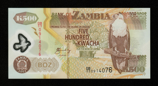 ZAMBIE - ZAMBIA - 500 Kwacha 2003 Polymer P.43b NEUF / UNC