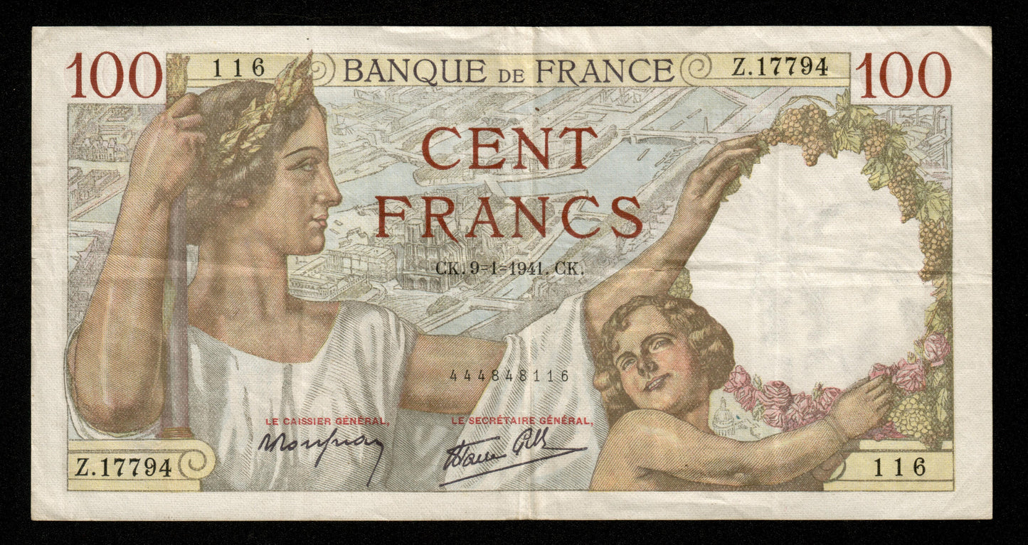 FRANCE - 100 Francs Sully 1941 F.26.44, P.94 TTB / VF