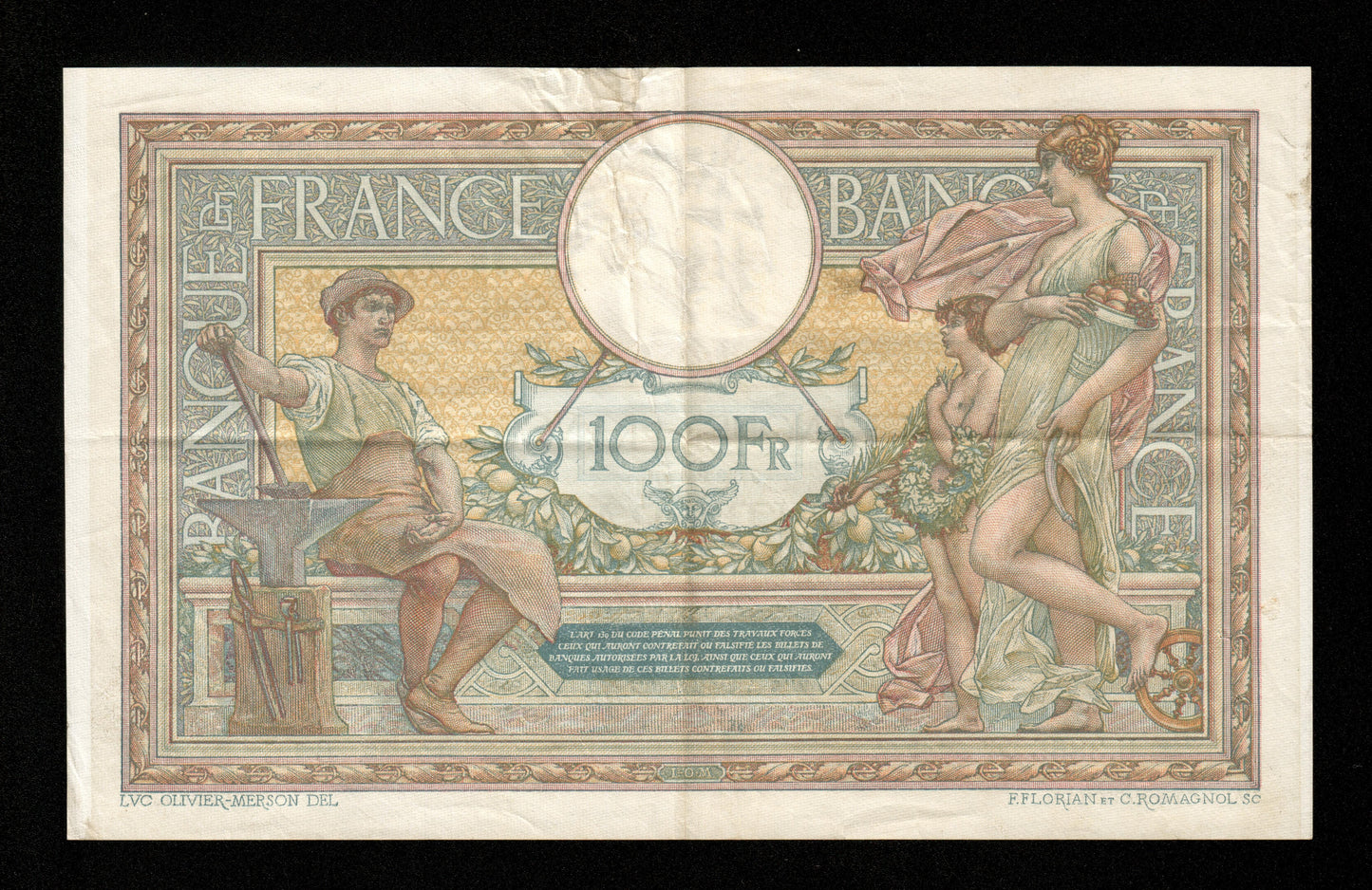 FRANCE - 100 Francs Merson 1917 F.23.09, P.71a TTB / VF