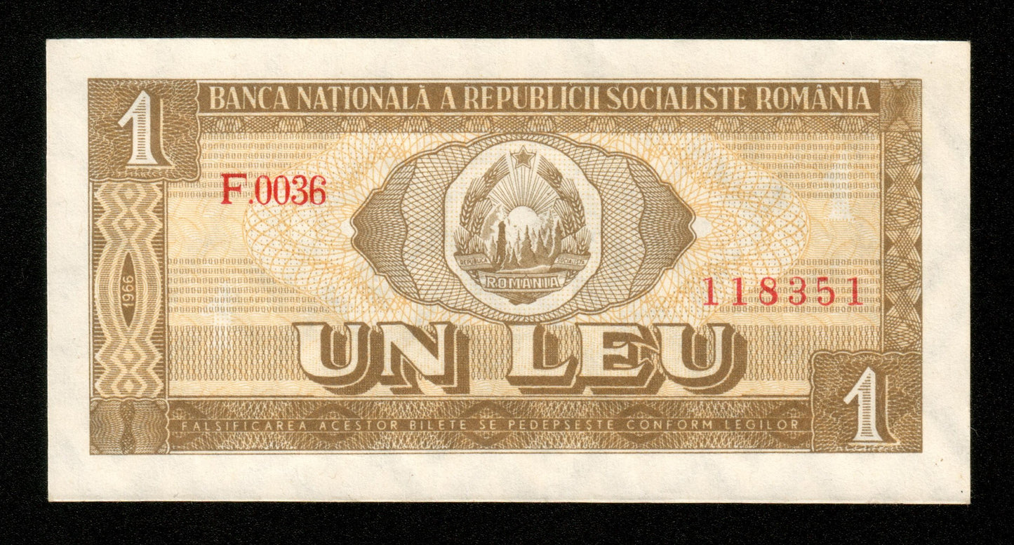 ROUMANIE - ROMANIA - 1 Leu 1966 P.91a pr.NEUF / UNC-