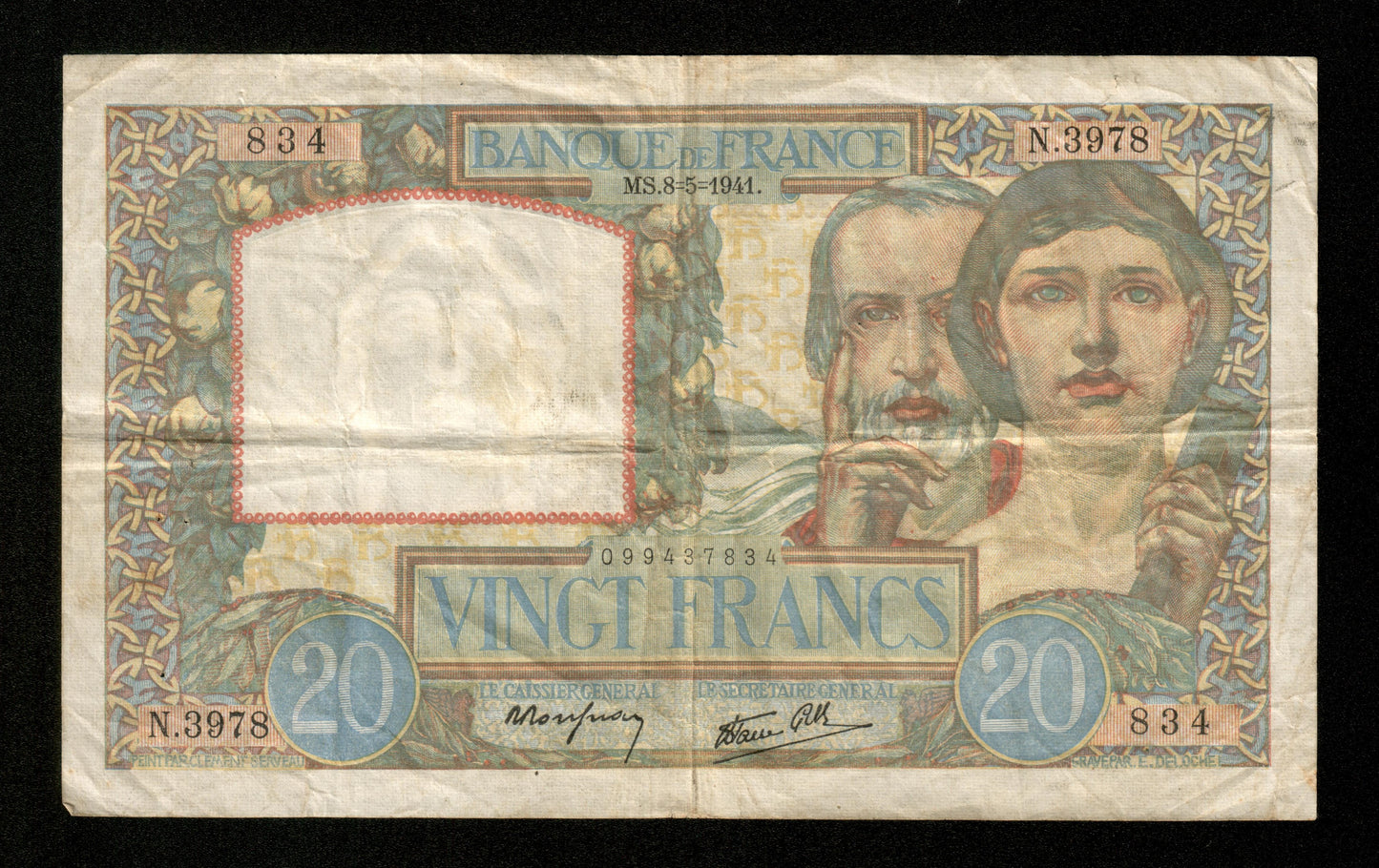 FRANCE - 20 Francs Science et travail 1941 F.12.14, P.92b pr.TTB / VF-