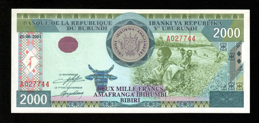 BURUNDI - 2000 Francs 2001 P.41 pr.NEUF / UNC-