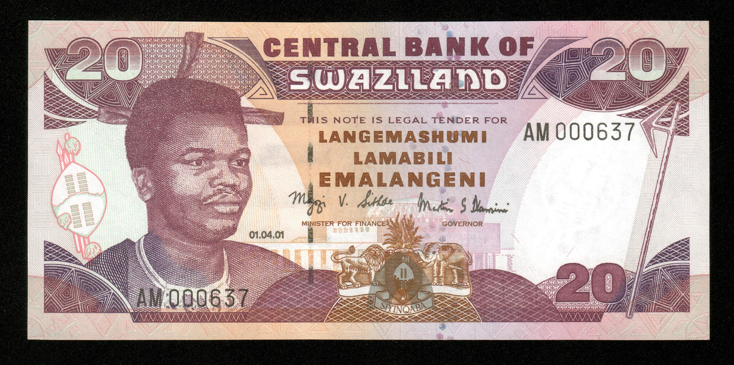 SWAZILAND - 20 Emalangeni 2001 P.30a NEUF / UNC