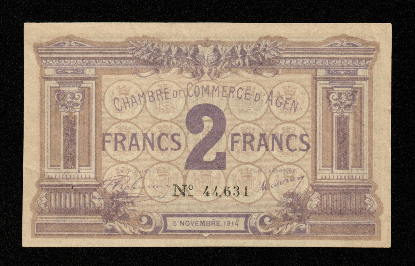 FRANCE - Chambre de Commerce d'Agen, 2 Francs 1914 JP.02.05 pr.SUP / XF-