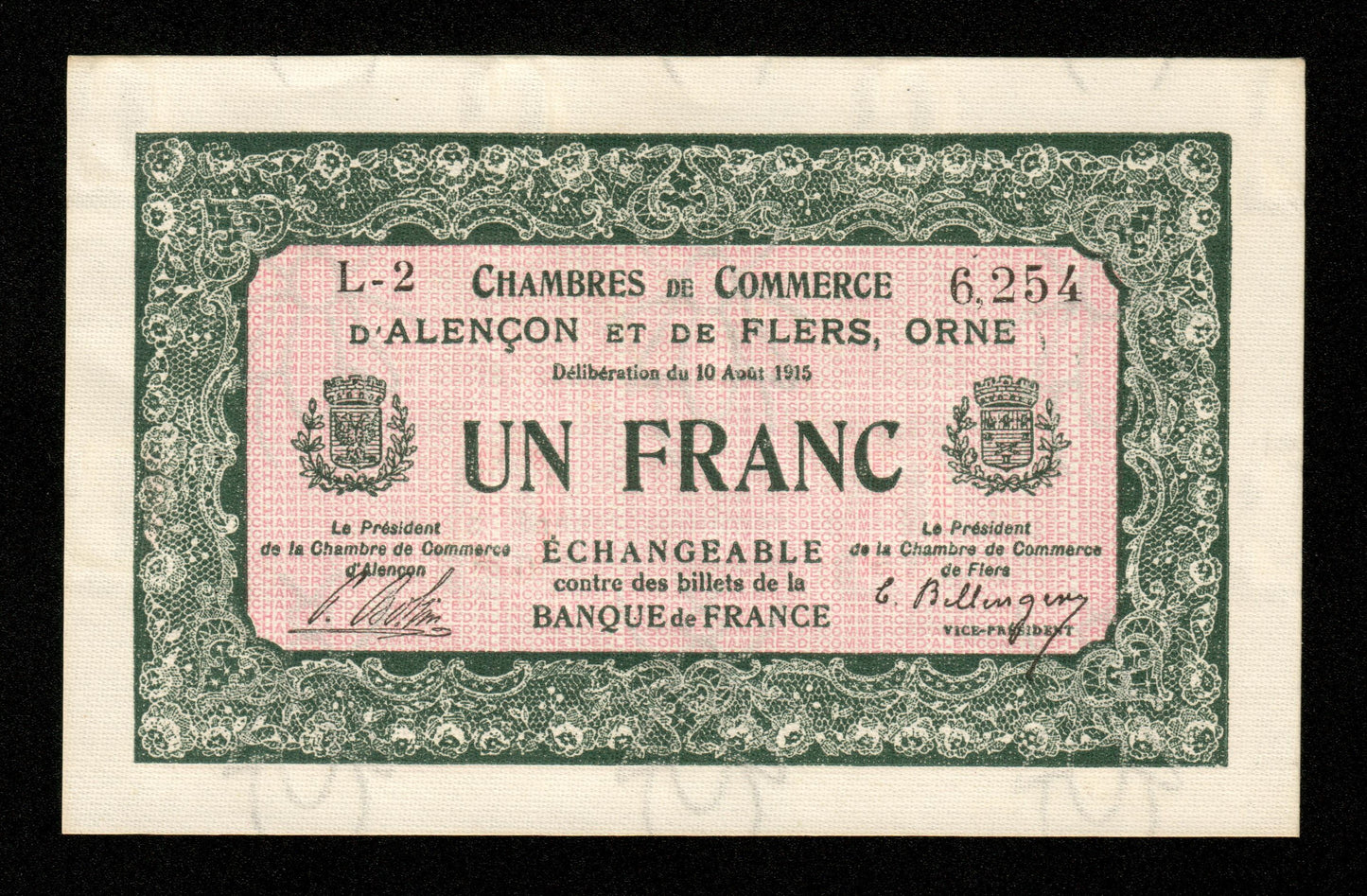 FRANCE - Chambres de Commerce d'Alençon et de Flers, Orne, 1 Franc 1915 JP.06.13 pr.NEUF / UNC-