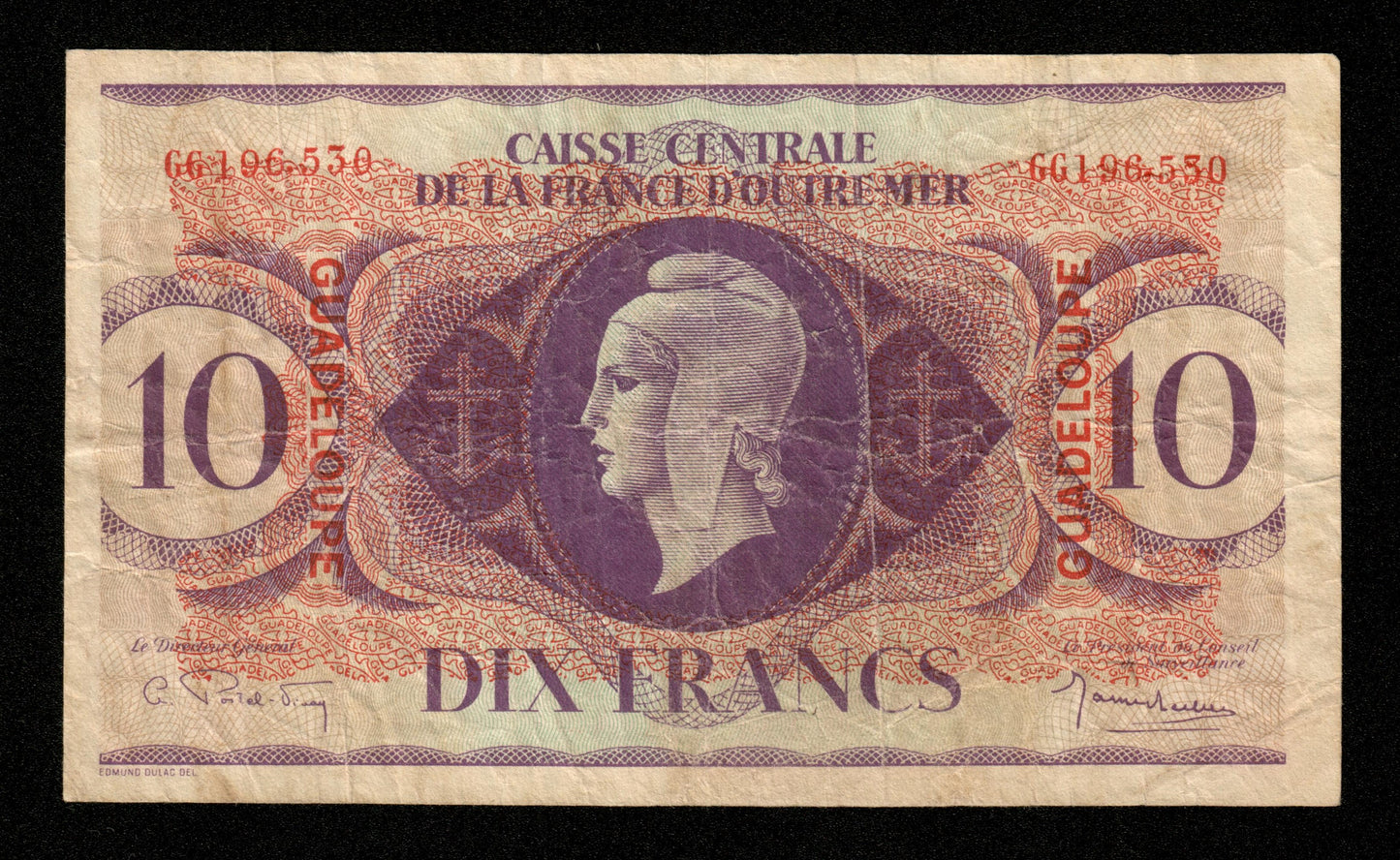 GUADELOUPE - 10 Francs 1944 P.27a TB / Fine