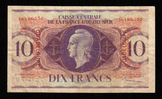 GUADELOUPE - 10 Francs 1944 P.27a TB / Fine