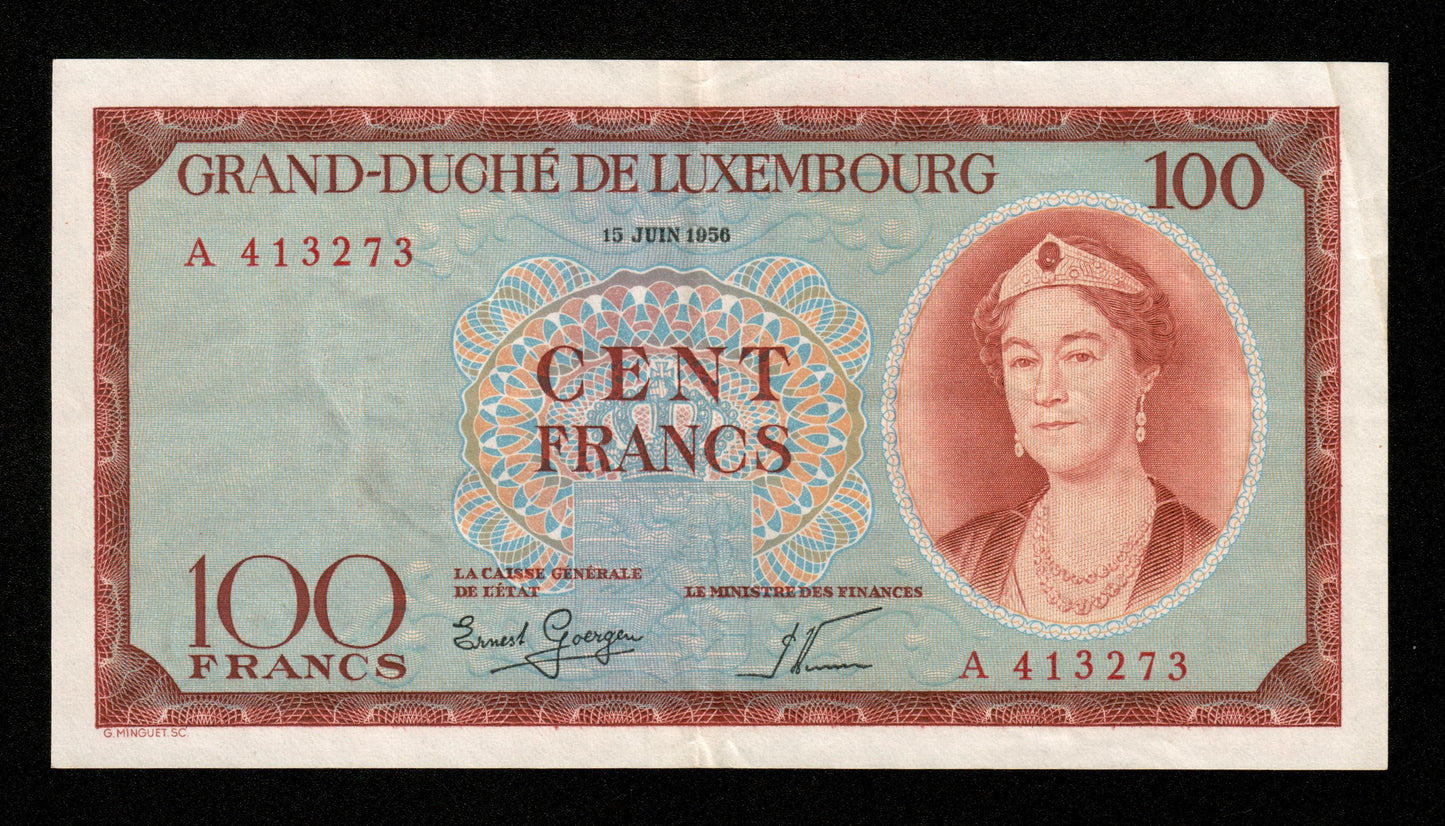 LUXEMBOURG - 100 Francs 1956 P.50a TTB+ / VF+