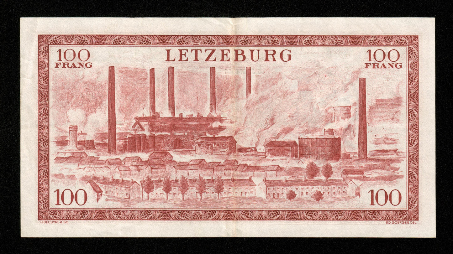 LUXEMBOURG - 100 Francs 1956 P.50a TTB+ / VF+