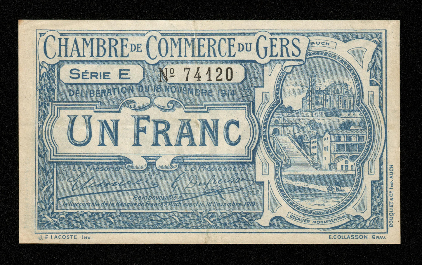 FRANCE - Chambre de Commerce du Gers : Auch, 1 Franc 1914 Série E JP.15.03 SUP / XF