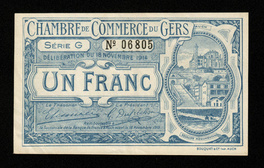 FRANCE - Chambre de Commerce du Gers : Auch, 1 Franc 1914 Série G JP.15.07 SUP+ / XF+