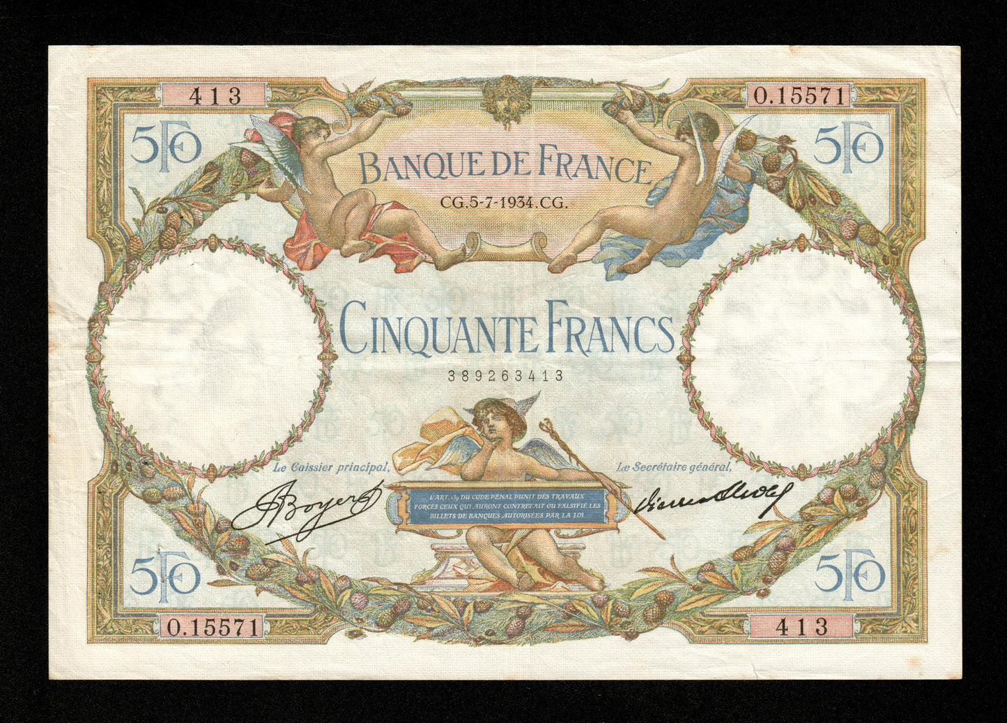 FRANCE - 50 Francs Merson 1934 F.16.05, P.80b TTB / VF