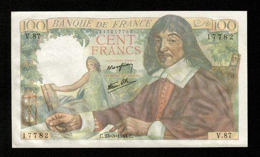 FRANCE - 100 Francs Descartes 1944 F.27.05, P.101a pr.NEUF / UNC-