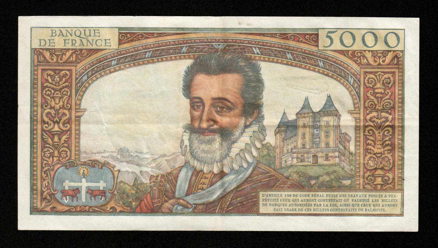 FRANCE - 5000 Francs Henri IV 1957 F.49.02, P.135 TTB / VF