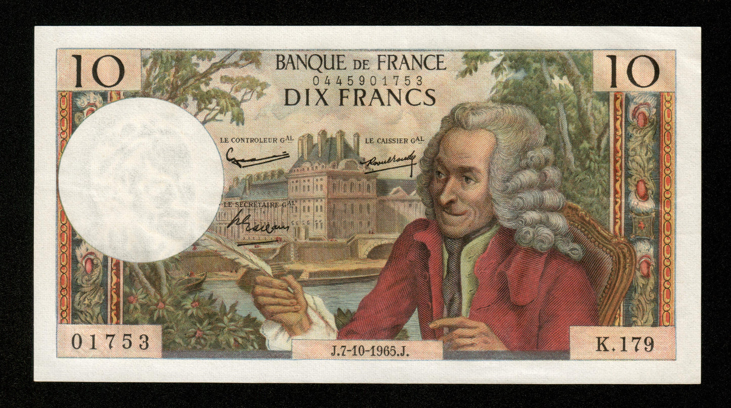 FRANCE - 10 Francs Voltaire 1965 F.62.16, P.147a SUP+ / XF+