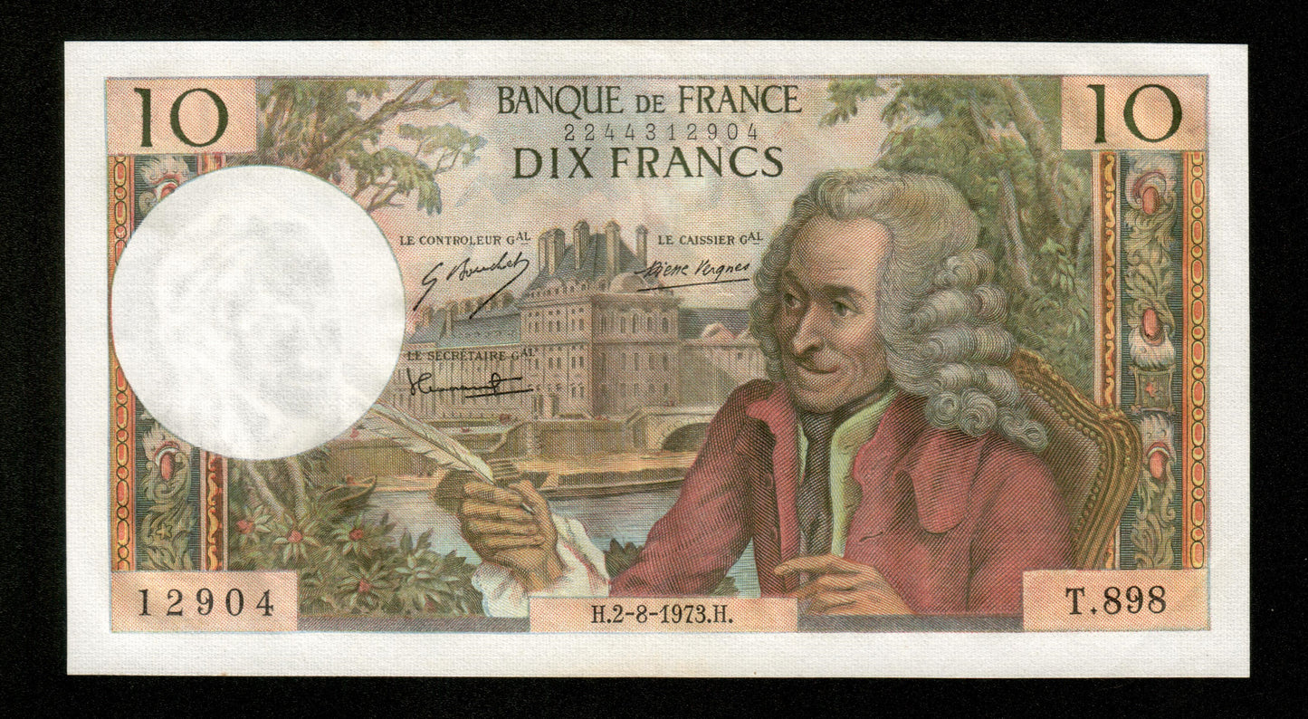 FRANCE - 10 Francs Voltaire 1973 F.62.63, P.147d SUP / XF