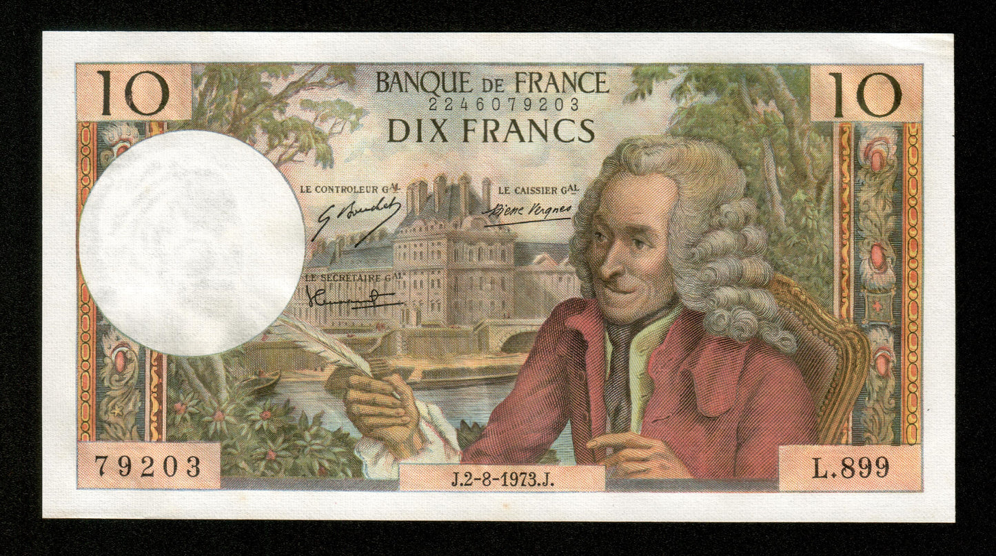 FRANCE - 10 Francs Voltaire 1973 F.62.63, P.147d SUP+ / XF+