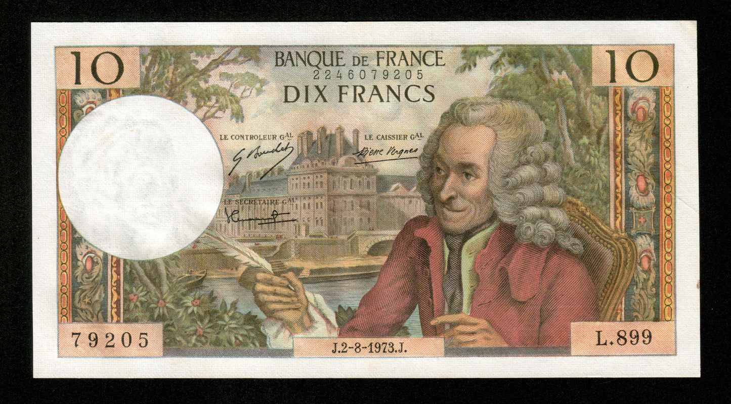 FRANCE - 10 Francs Voltaire 1973 F.62.63, P.147d SUP+ / XF+