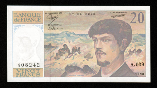 FRANCE - 20 Francs Debussy 1990 Série A.029 F.66bis.01A29, P.151d NEUF / UNC