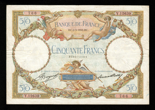 FRANCE - 50 Francs Merson 1933 F.16.04, P.80b TB / Fine