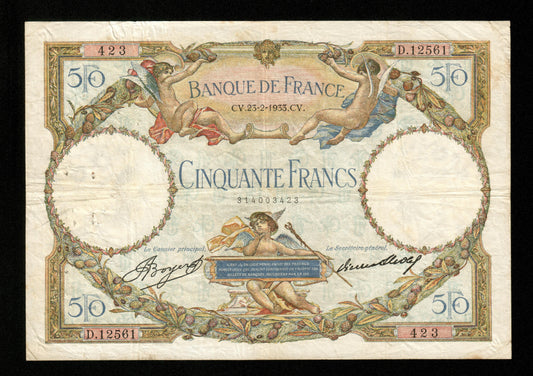 FRANCE - 50 Francs Merson 1933 F.16.04, P.80b TB / Fine