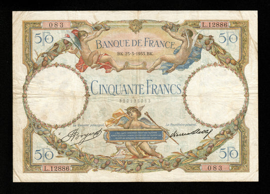 FRANCE - 50 Francs Merson 1933 F.16.04, P.80b TB / Fine