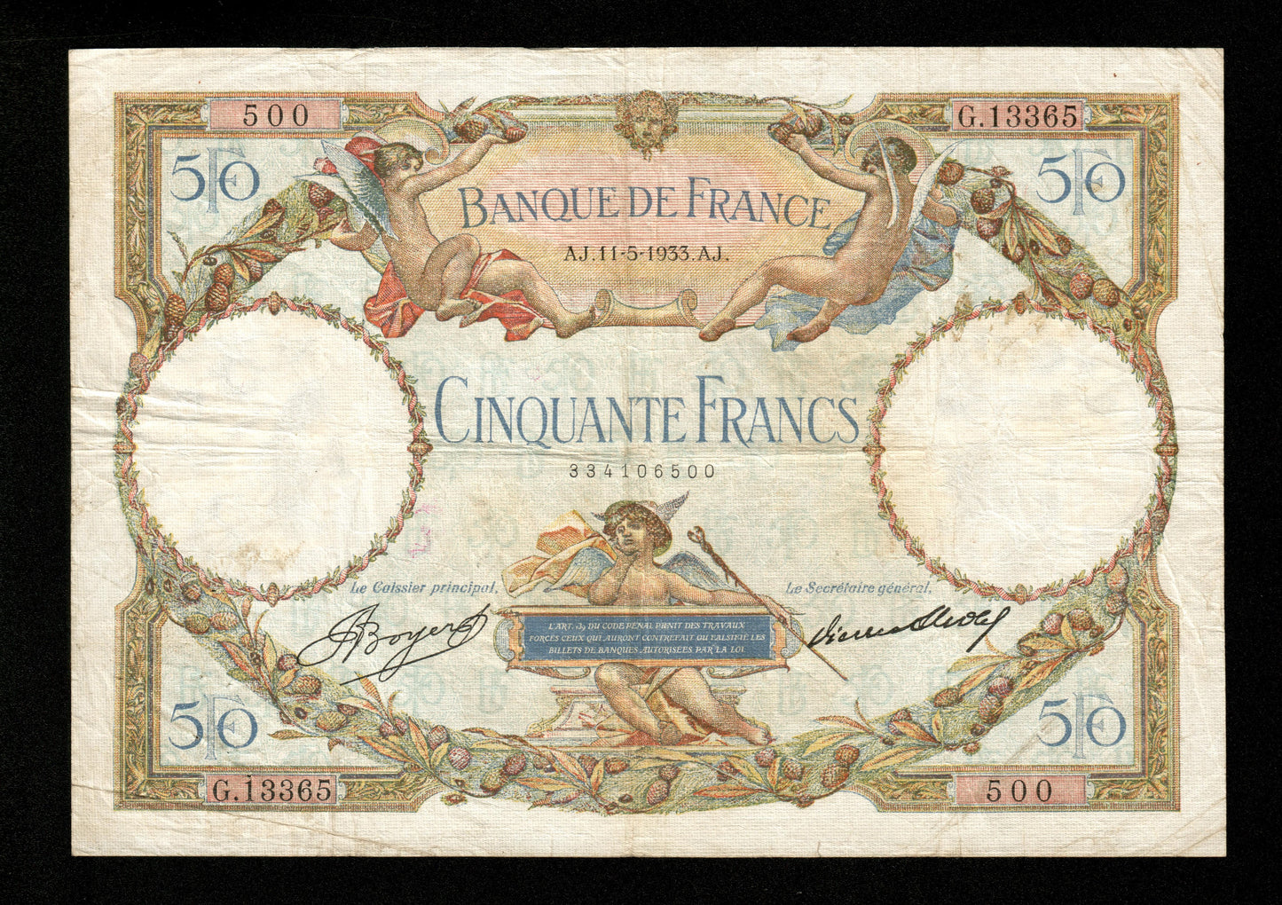 FRANCE - 50 Francs Merson 1933 F.16.04, P.80b TB / Fine