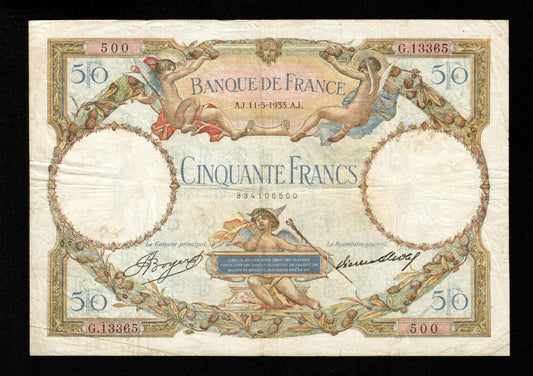 FRANCE - 50 Francs Merson 1933 F.16.04, P.80b TB / Fine