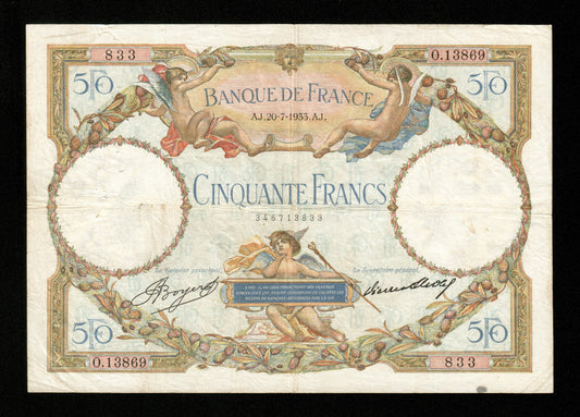 FRANCE - 50 Francs Merson 1933 F.16.04, P.80b TB / Fine