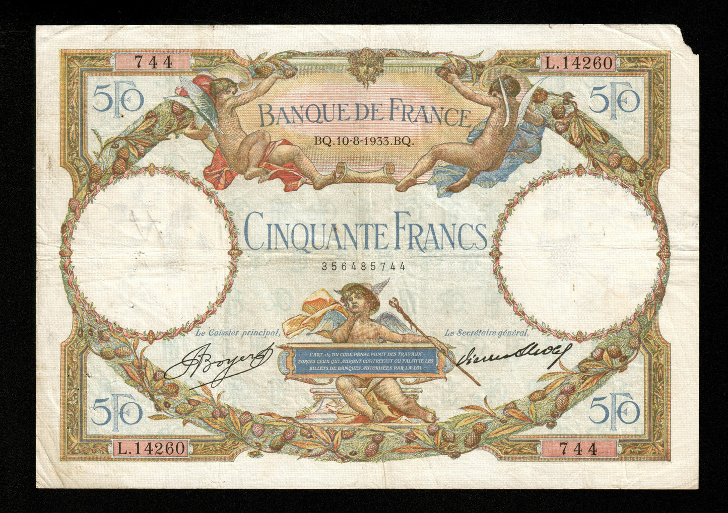 FRANCE - 50 Francs Merson 1933 F.16.04, P.80b TB / Fine