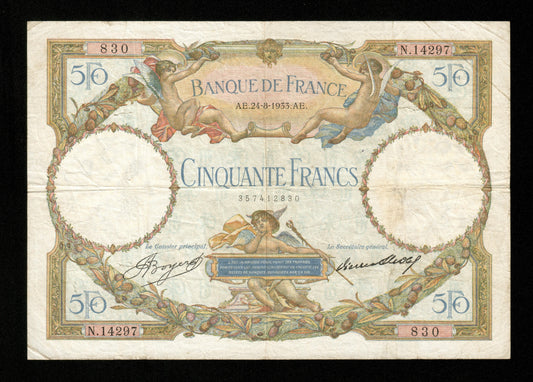 FRANCE - 50 Francs Merson 1933 F.16.04, P.80b TB / Fine