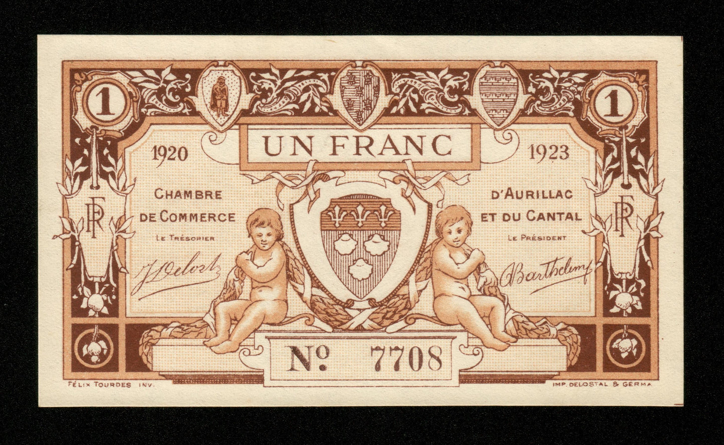 FRANCE - Chambre de Commerce d'Aurillac, Cantal, 1 Franc 1920 1923 JP.16.15 NEUF / UNC