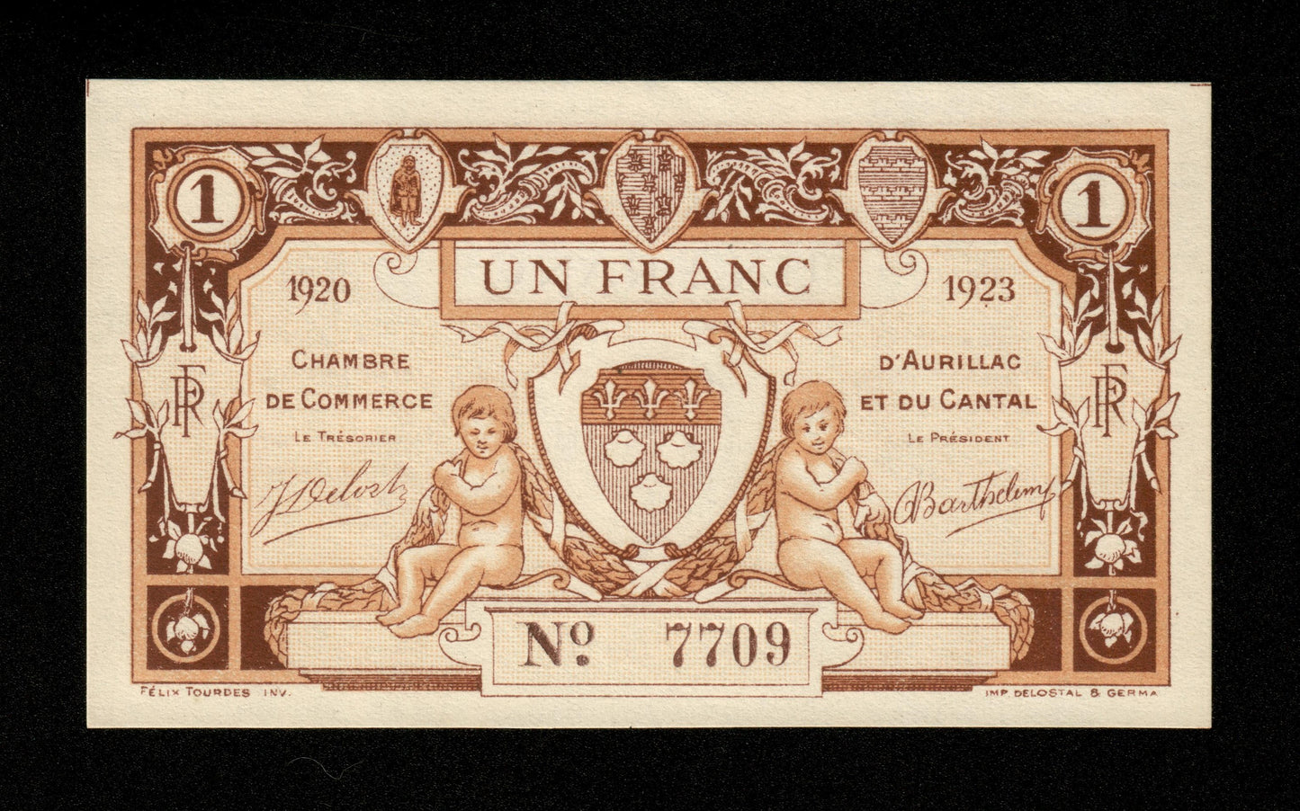 FRANCE - Chambre de Commerce d'Aurillac, Cantal, 1 Franc 1920 1923 JP.16.15 NEUF / UNC