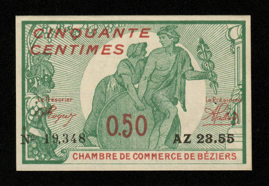 FRANCE - Chambre de Commerce de Béziers 50 Centimes 1916 JP.27.20 SUP+ / XF+