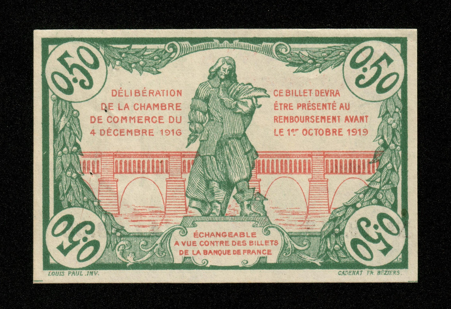 FRANCE - Chambre de Commerce de Béziers 50 Centimes 1916 JP.27.20 SUP+ / XF+